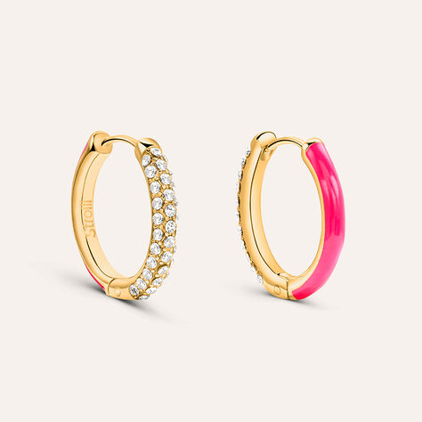 Orecchini A Cerchio Lady Sweet Acciaio Dorato Cristallo - Orecchini a Cerchio Donna | Stroili