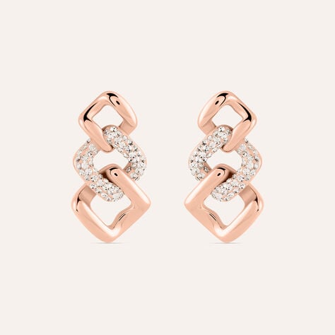 Orecchini Pendenti Aura Acciaio Rosa Cristallo - Orecchini Pendenti Donna | Stroili