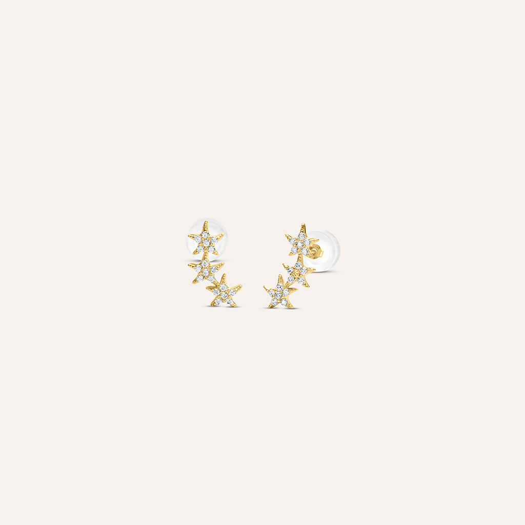 Orecchini Lobo Bon Ton Oro Giallo Cubic Zirconia