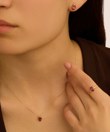 Anello Solitario Jasmine Oro Giallo Rodolite Diamante