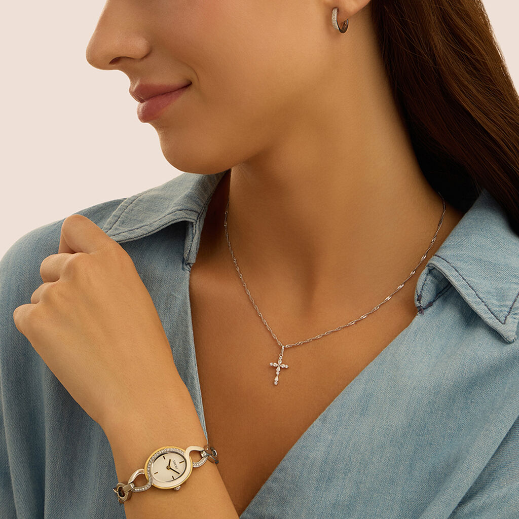 Orecchini A Cerchio Sophia Oro Bianco Diamante