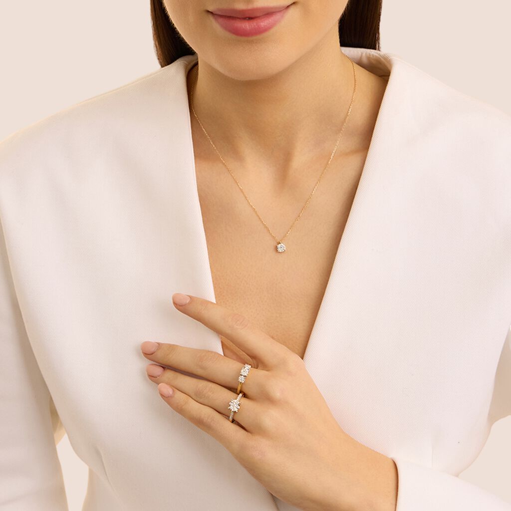 Anello Trilogy Petali Oro Giallo Diamante