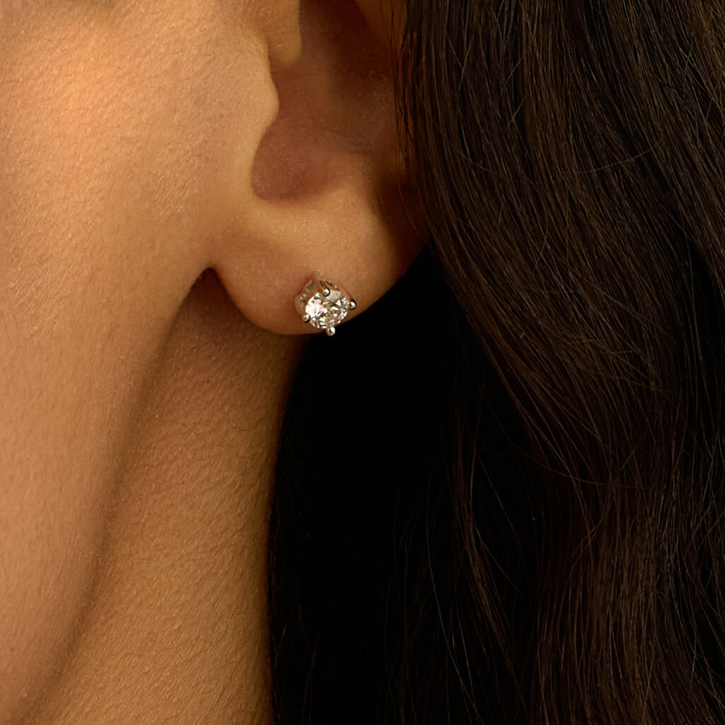 Orecchini Lobo Punto Luce Firmamenti Oro Bianco Diamante