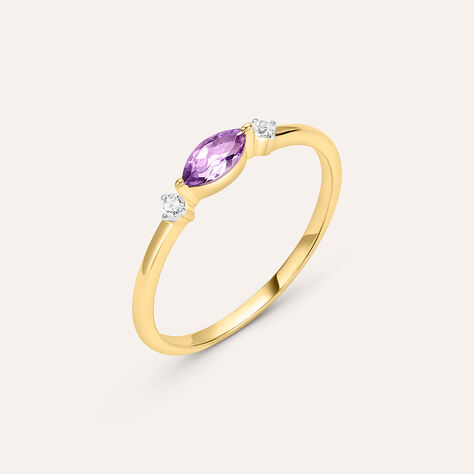 Anello Solitario Amélie Oro Giallo Ametista Cubic Zirconia - Anelli con Pietre Donna | Stroili