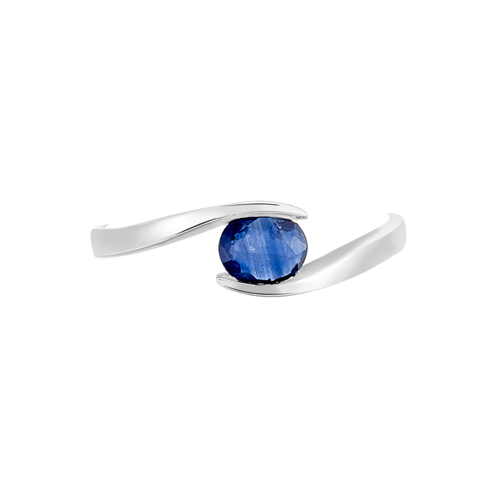 Anello Solitario Charlotte Oro Bianco Zaffiro