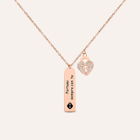Collana Lady Message Acciaio Rosa Cristallo - Collane Donna | Stroili