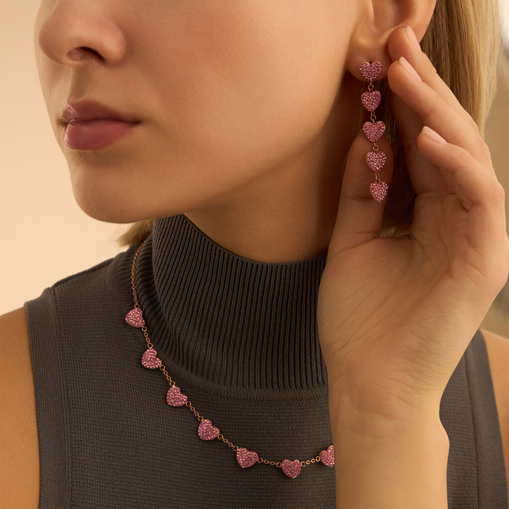 Orecchini Pendenti Lady Phantasya Acciaio Rosa Cristallo - Orecchini Pendenti Donna | Stroili