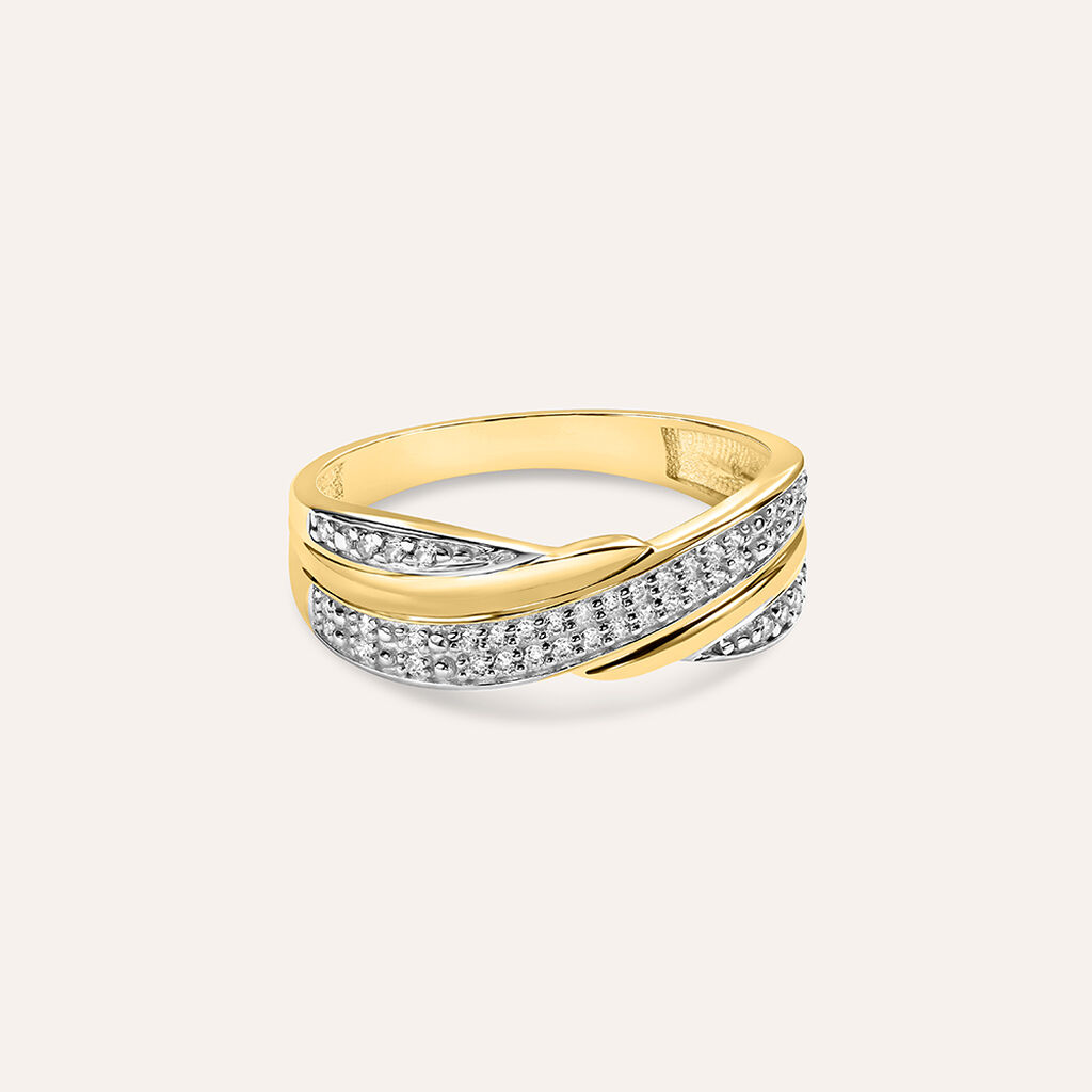 Anello Fascia Claire Oro Giallo Cubic Zirconia - Anelli a Fascia Larga Donna | Stroili