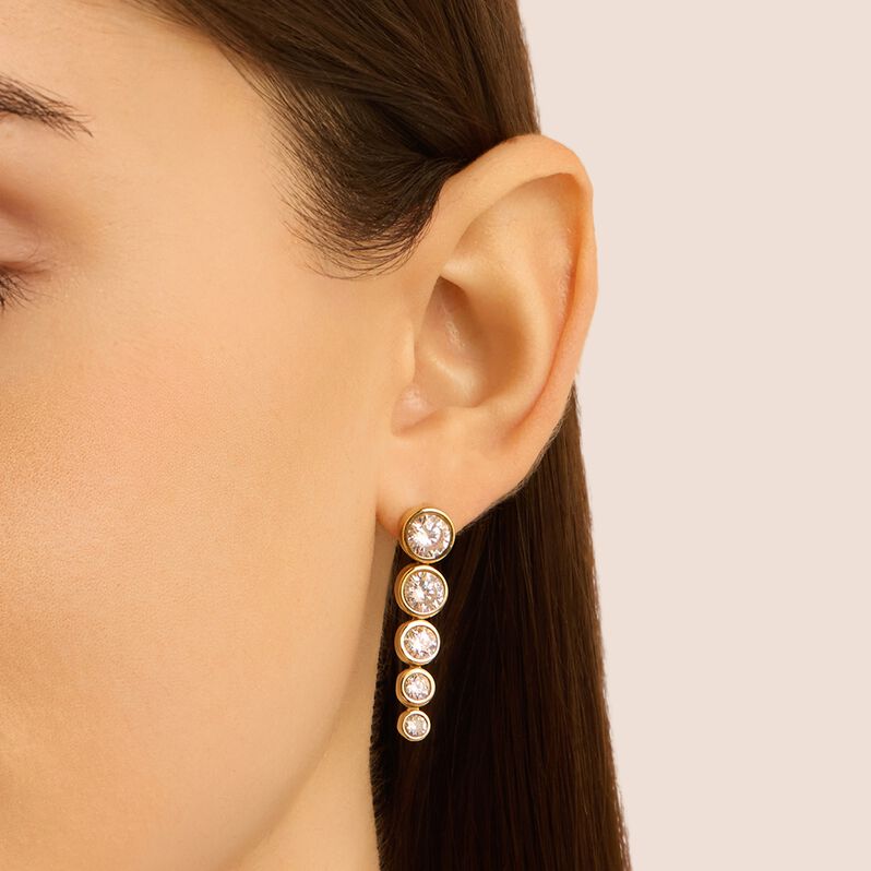 Orecchini Pendenti Aura Acciaio Dorato Cubic Zirconia - Orecchini Pendenti Donna | Stroili