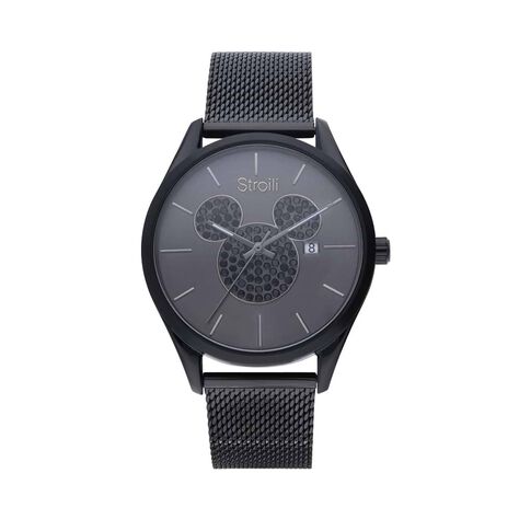 Orologio solo tempo Topolino con cinturino e cassa acciaio nero e strass - Orologi per Prima Comunione Uomo | Stroili