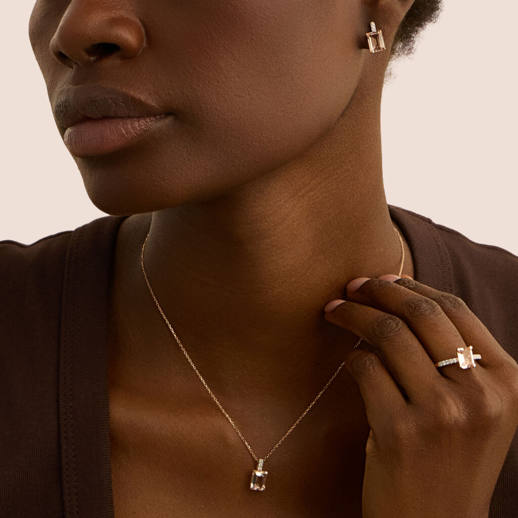 Orecchini Lobo Jasmine Oro Rosa Morganite Diamante - Orecchini a Lobo Donna | Stroili