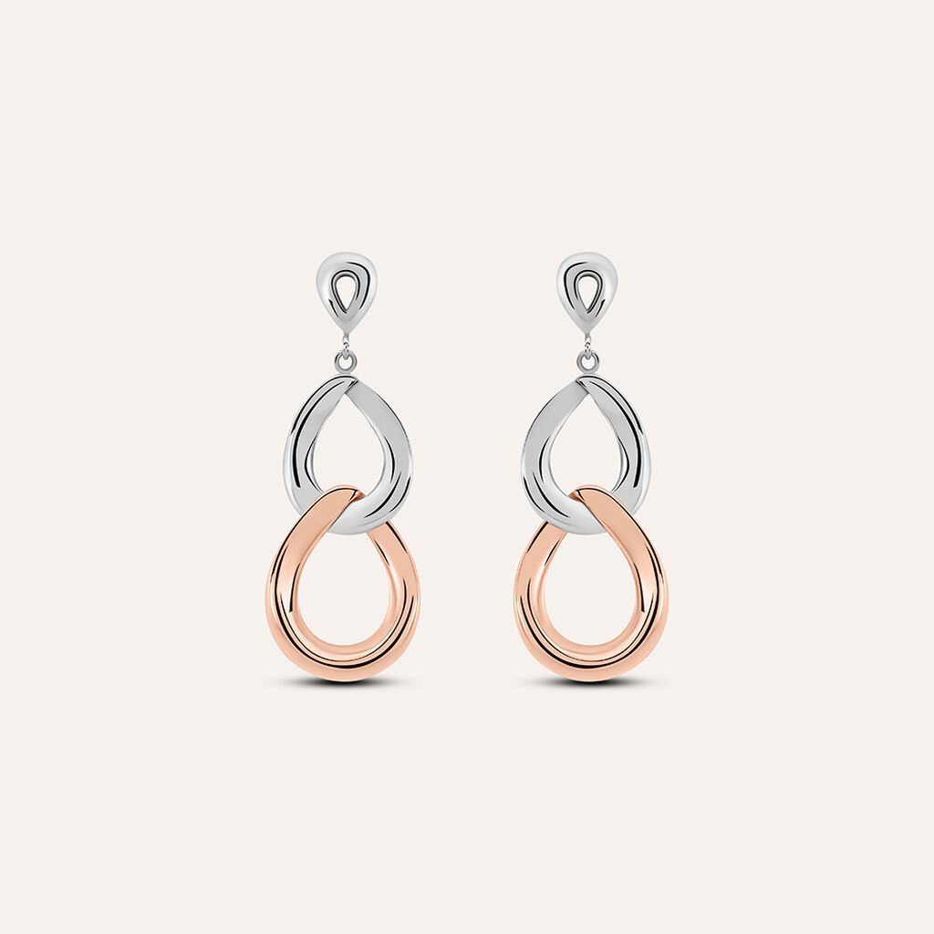 Orecchini Pendenti Sunrise Acciaio Bicolore Bianco / Rosa