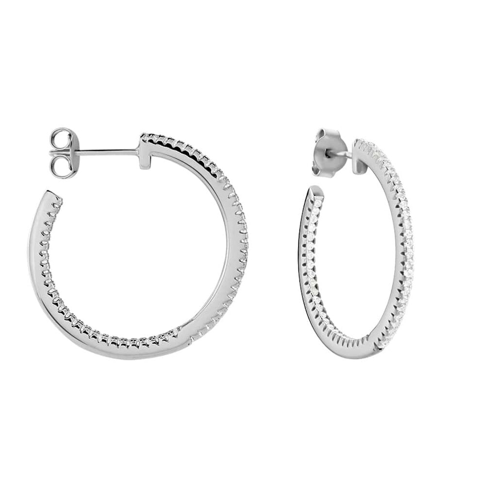 Orecchini A Cerchio Silver Elegance Argento Rodiato Cubic Zirconia - Orecchini a Cerchio Donna | Stroili