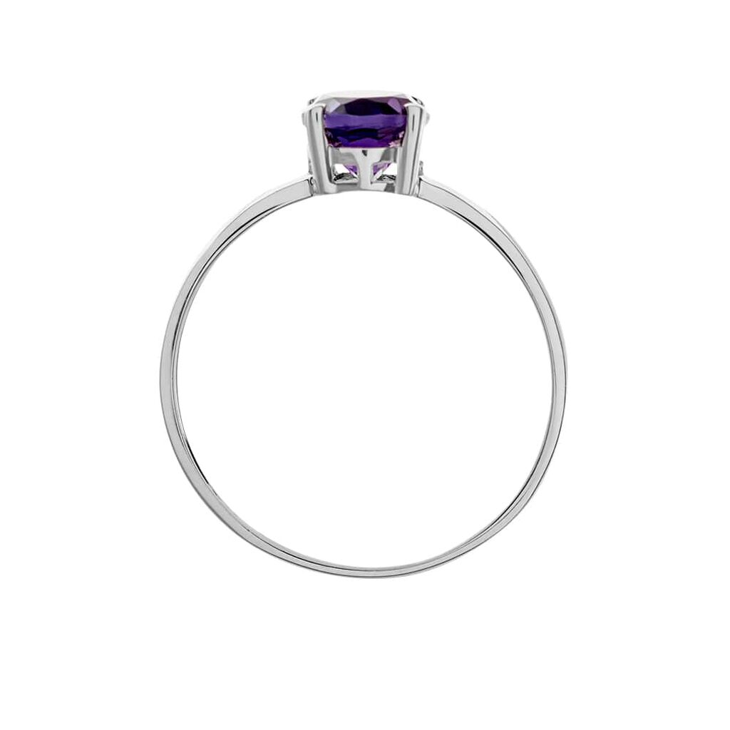 Anello Solitario Amélie Oro Bianco Ametista - Anelli con Pietre Donna | Stroili
