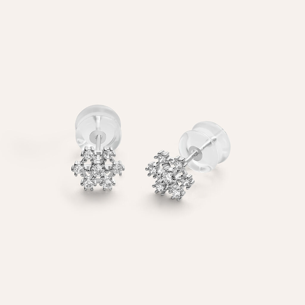 Orecchini Lobo Bon Ton Oro Bianco Cubic Zirconia