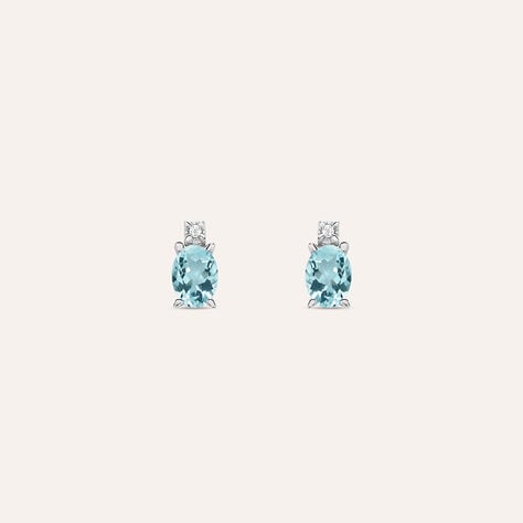 Orecchini Lobo Punto Luce Acquamarina Oro Bianco Acquamarina Diamante - Orecchini a Lobo Donna | Stroili