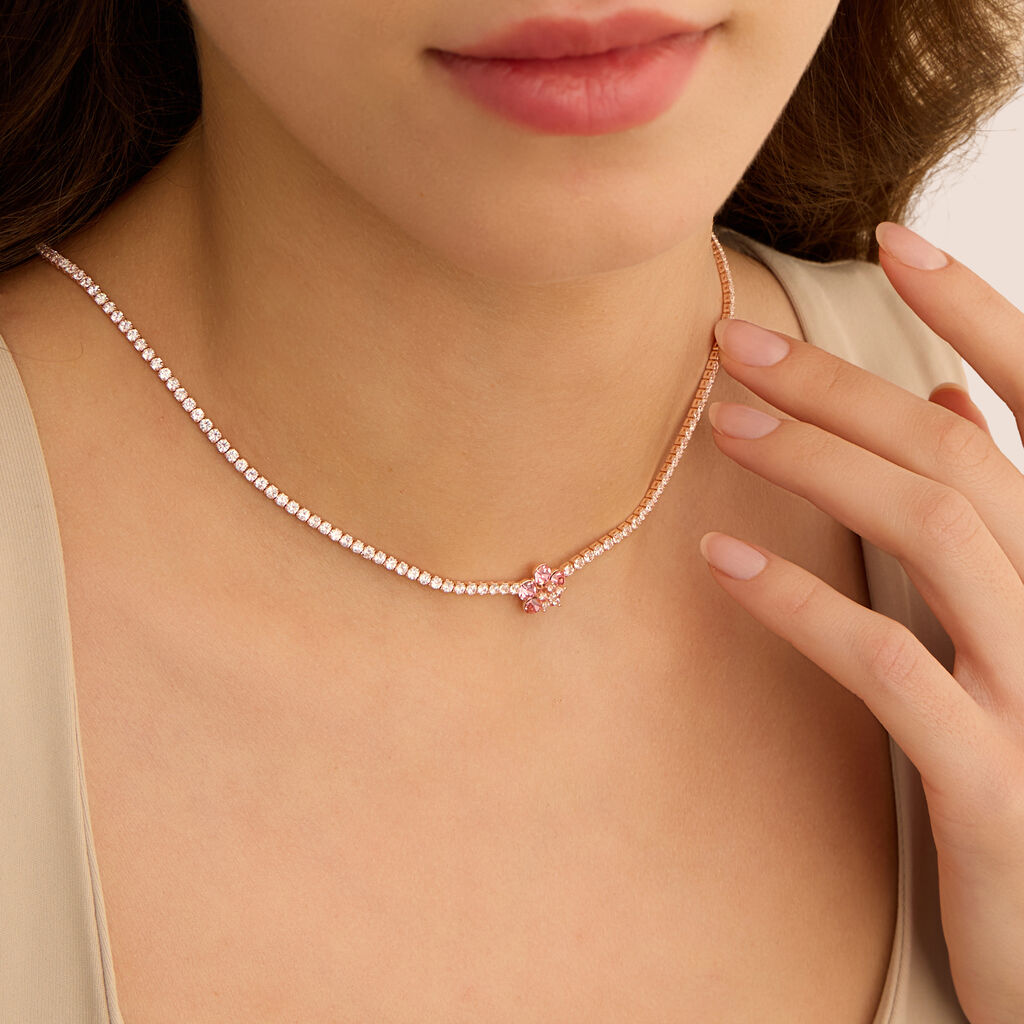 Collana Romantic Shine Ottone Rosa Cristallo - Collane Donna | Stroili