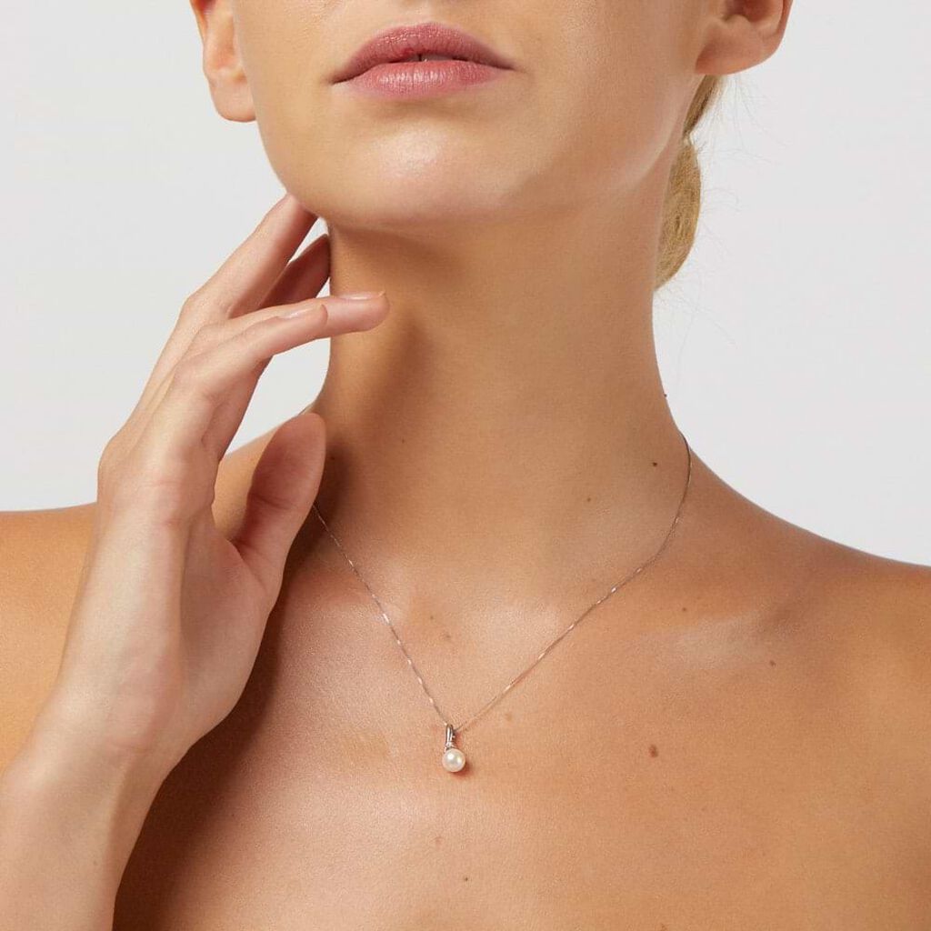 Collana Gold Pearls Oro Bianco Perla D'Acqua Dolce Diamante - Collane Donna | Stroili