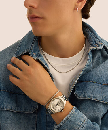 Bracciale Catena Gentleman Argento Rodiato