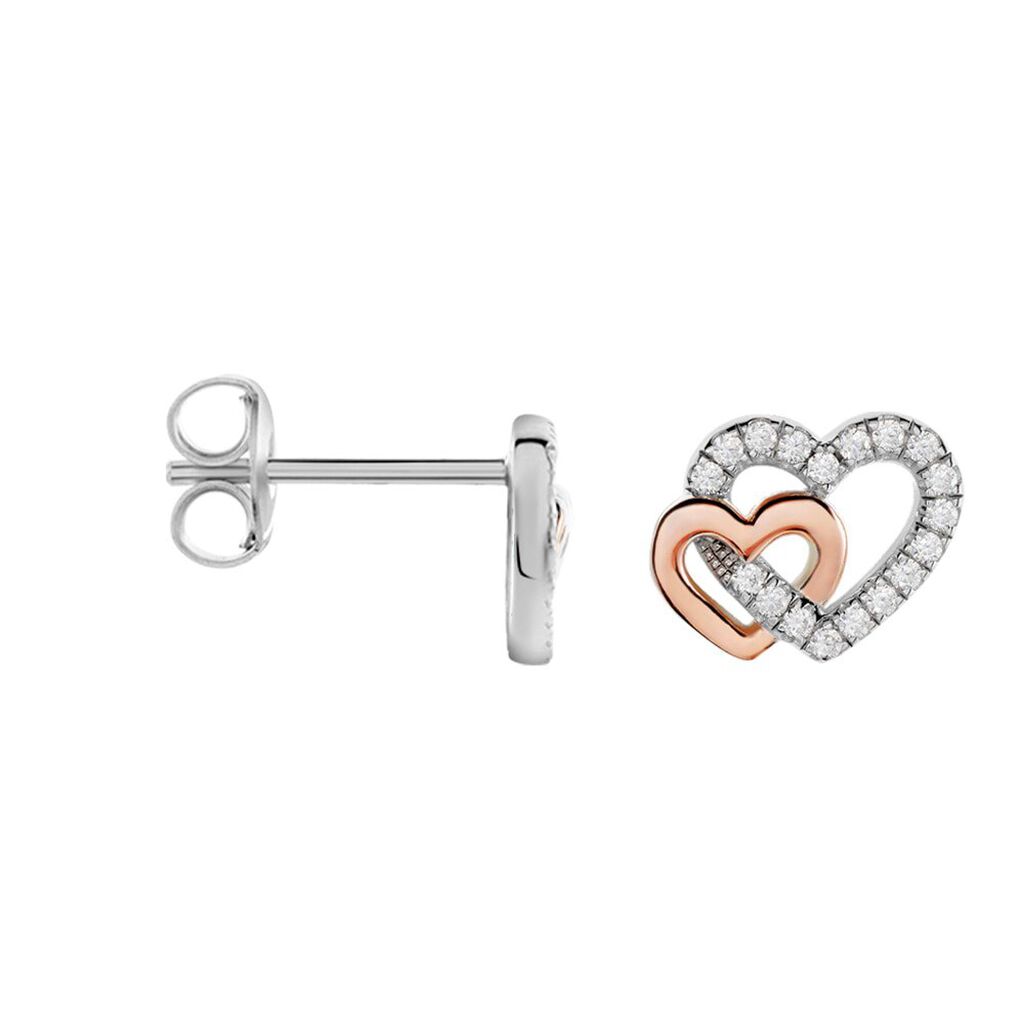 Orecchini Lobo Silver Moments Argento Bicolore Bianco / Rosa Cubic Zirconia - Orecchini a Lobo Donna | Stroili
