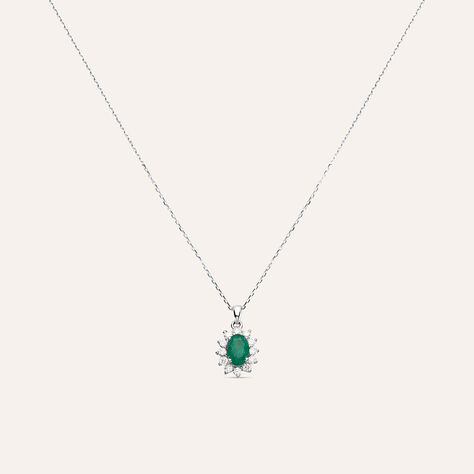 Collana Charlotte Oro Bianco Smeraldo Diamante - Collane Donna | Stroili