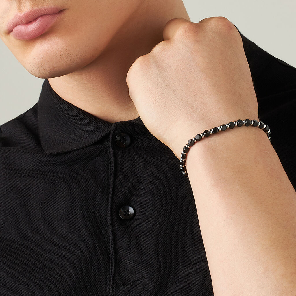 Bracciale Man Code Acciaio Bicolore Bianco / Nero - Bracciali Uomo | Stroili