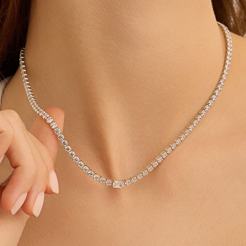Collana Tennis Silver Elegance Argento Rodiato Cubic Zirconia - Regalo per Cerimonie Religiose Donna | Stroili