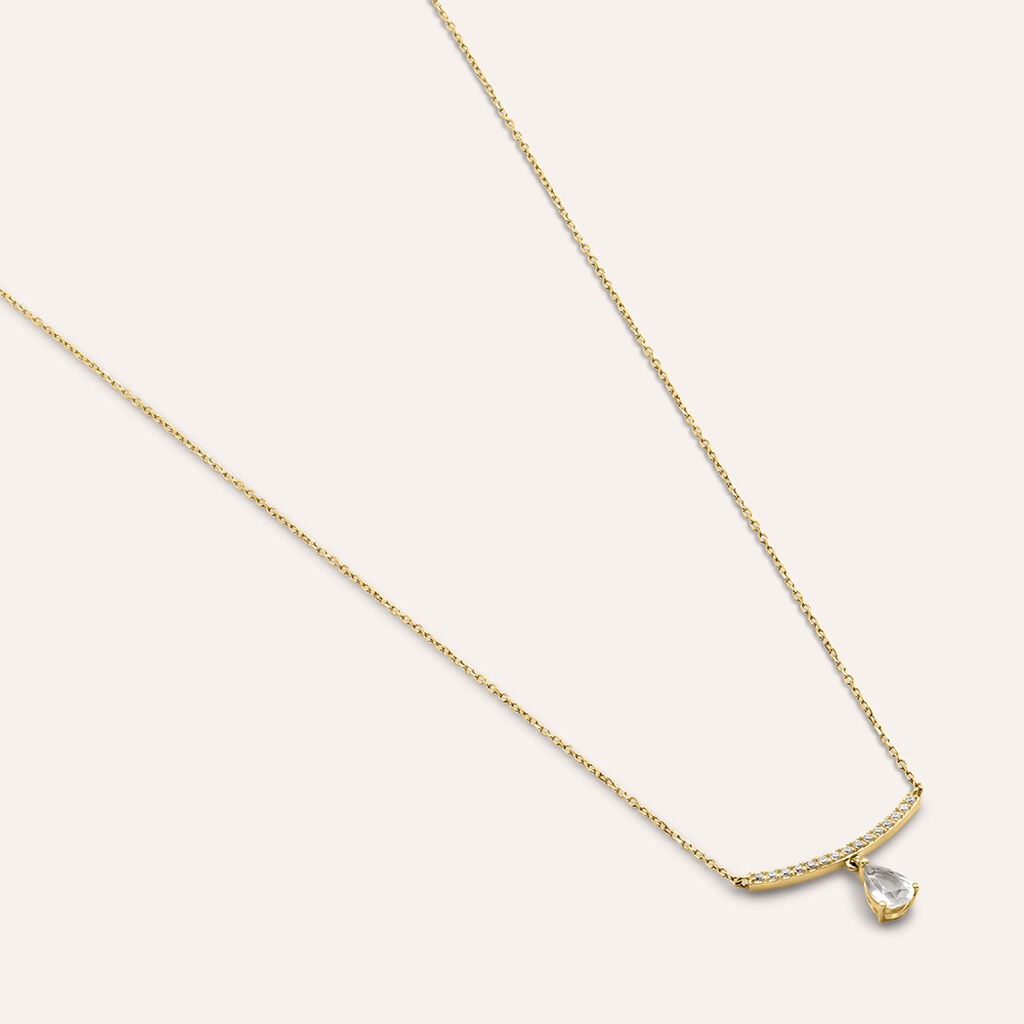 Collana Am&eacute;lie Oro Giallo Quarzo Cubic Zirconia