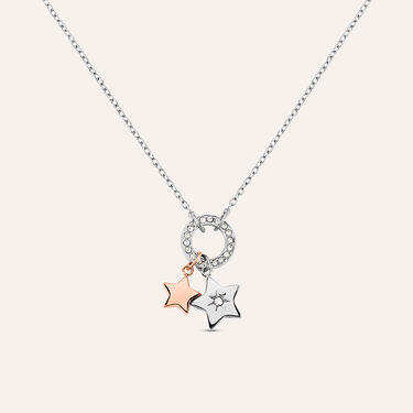 Collana Sunrise Acciaio Bicolore Bianco / Rosa Cristallo