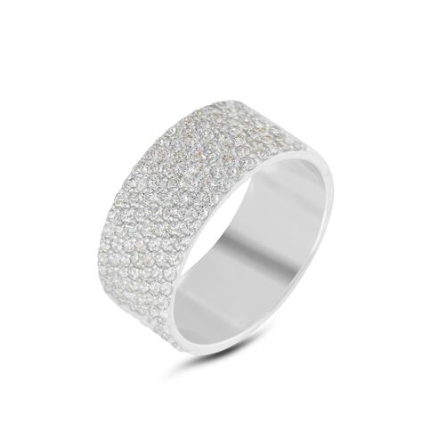 Anello Fascia Claire Oro Bianco Cubic Zirconia - Anelli a Fascia Larga Donna | Stroili