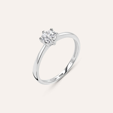 Anello Solitario Claire Oro Bianco E Cubic Zirconia - Anelli con Pietre Donna | Stroili