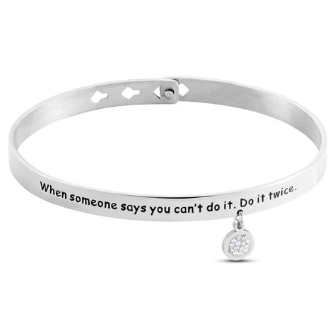 Bangle Lady Message Acciaio Cristallo - Bracciali Rigidi Donna | Stroili