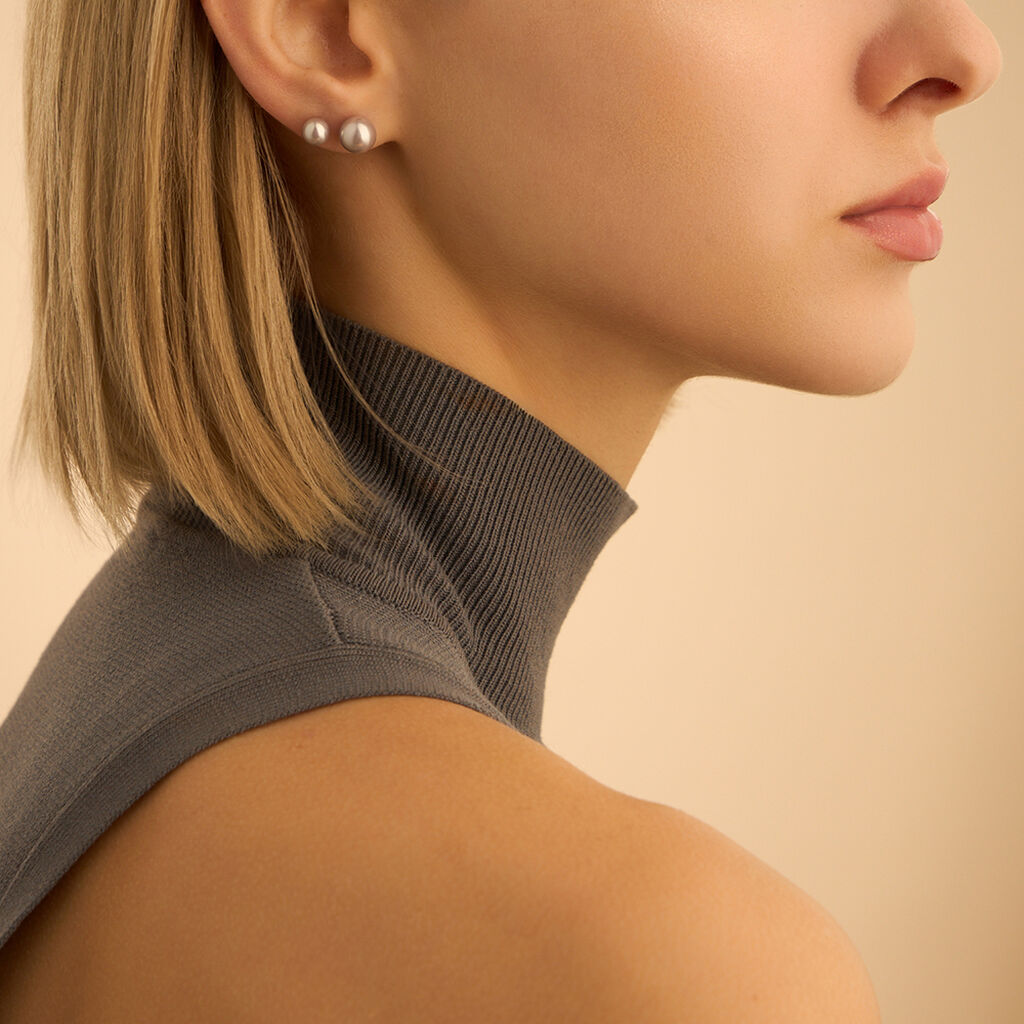 Orecchini Lobo Silver Pearls Argento Rodiato Perla sintentica