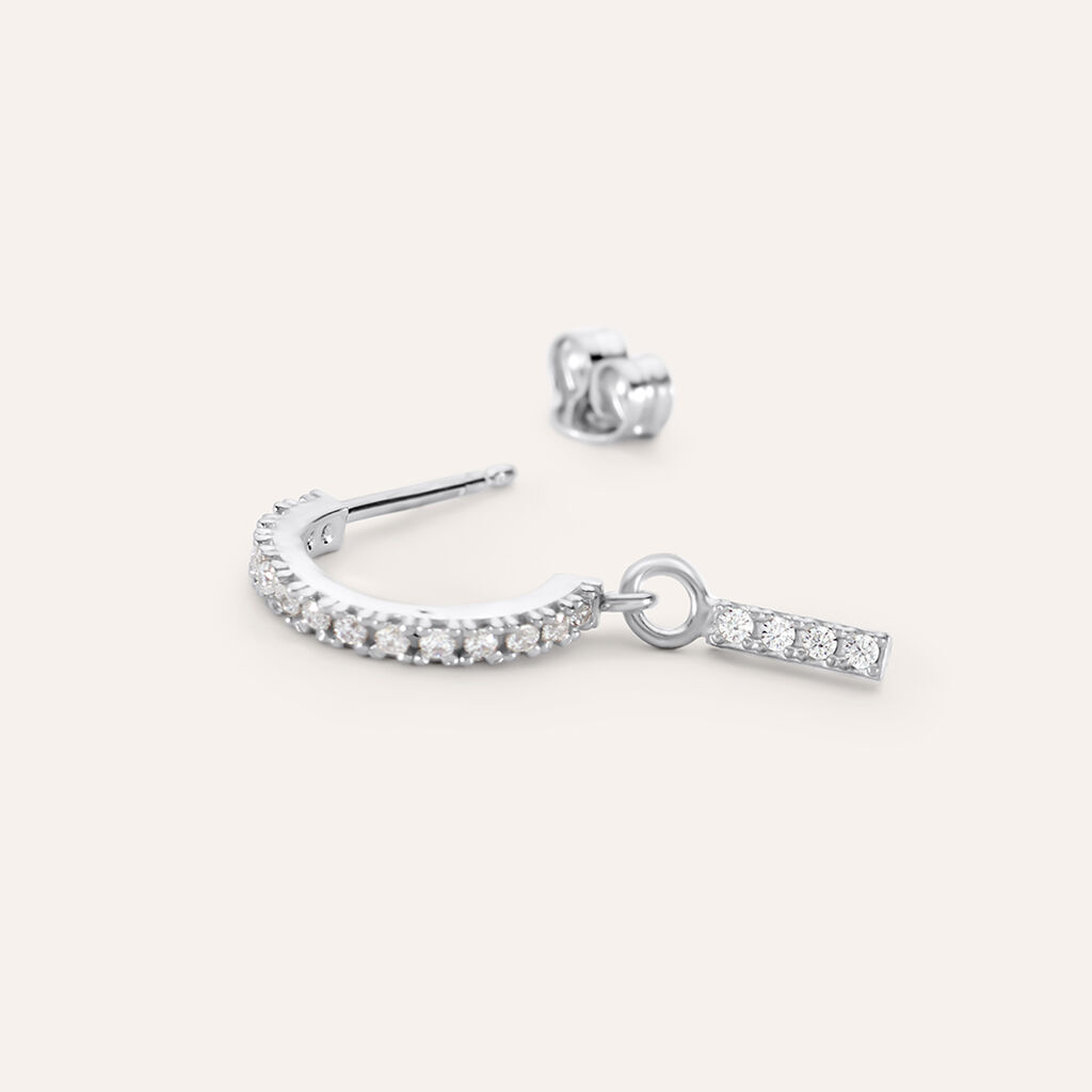 Mono Orecchino A Cerchio Silver Moments Argento Rodiato Cubic Zirconia