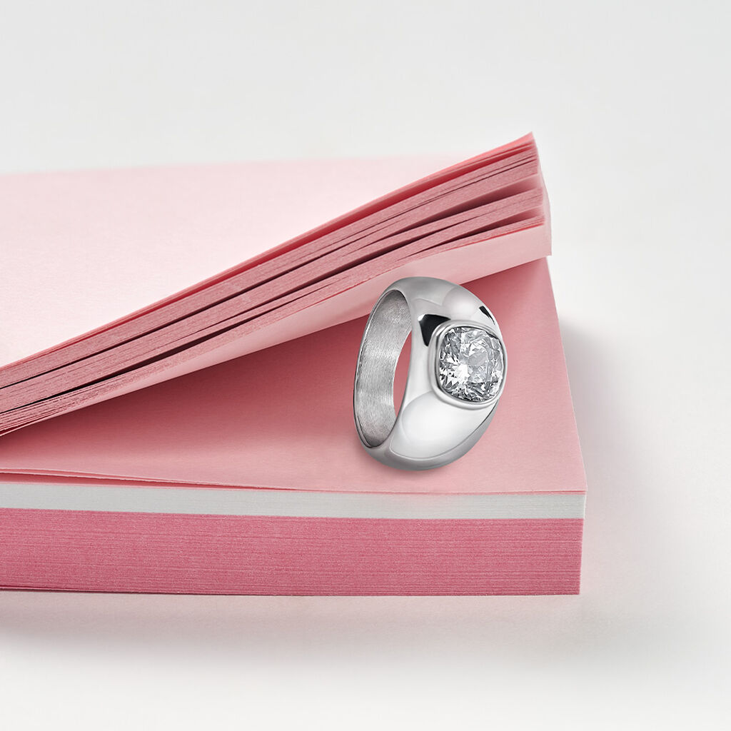 Anello Fascia Aura Acciaio Cubic Zirconia