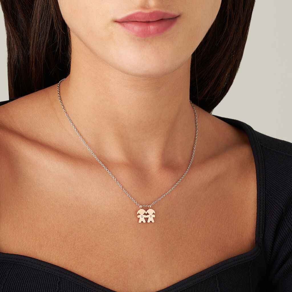 Collana Lady Chic Acciaio Bicolore Bianco / Rosa Cristallo - Collane Donna | Stroili