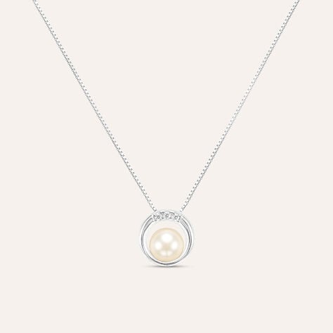 Collana Gabrielle Oro Bianco Perla D'Acqua Dolce Cubic Zirconia - Collane Donna | Stroili