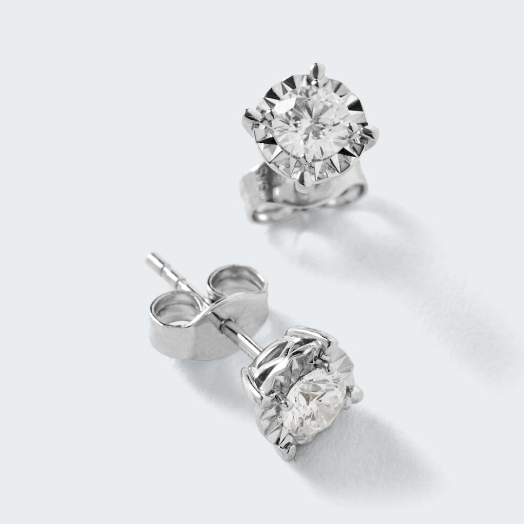 Orecchini Lobo Punto Luce Diamotion Oro Bianco Diamante - Orecchini a Lobo Donna | Stroili