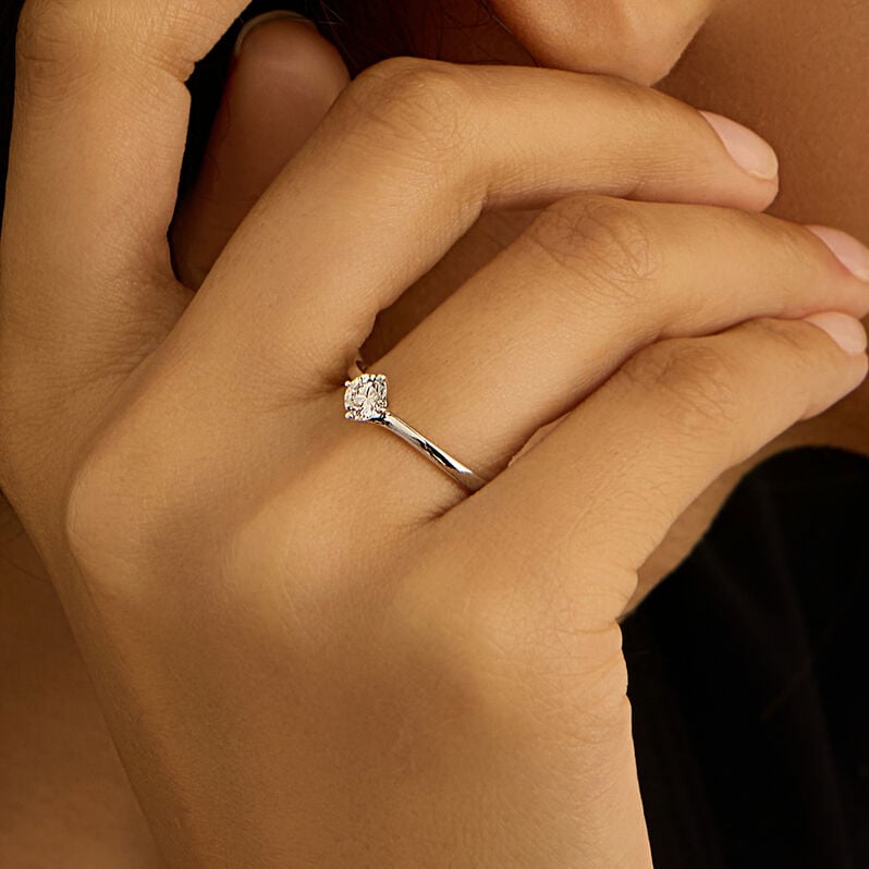 Anello Solitario Valentino Diamade Oro Bianco Diamante Lab-Grown - Anelli con Pietre Donna | Stroili