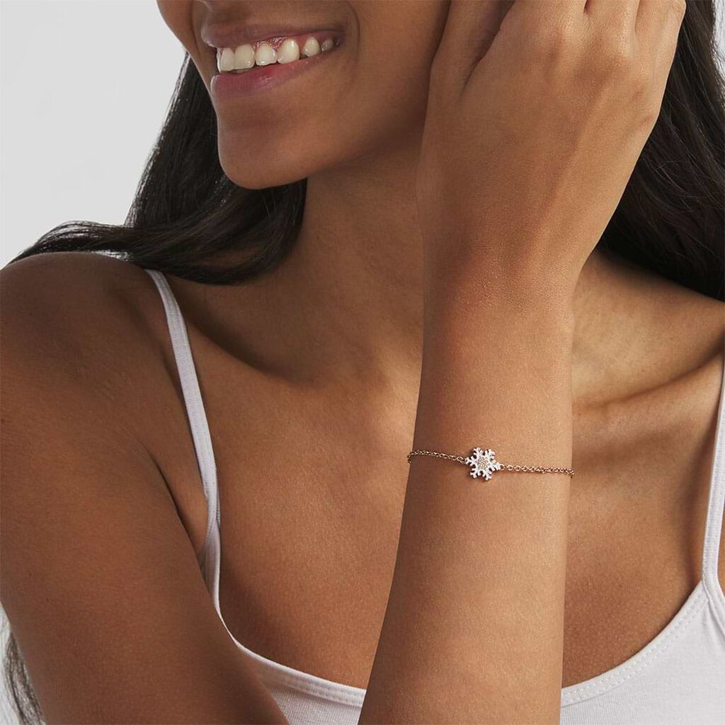 Bracciale Lady Sweet Acciaio Rosato Fiocco di neve e Cristalli - Bracciali Donna | Stroili
