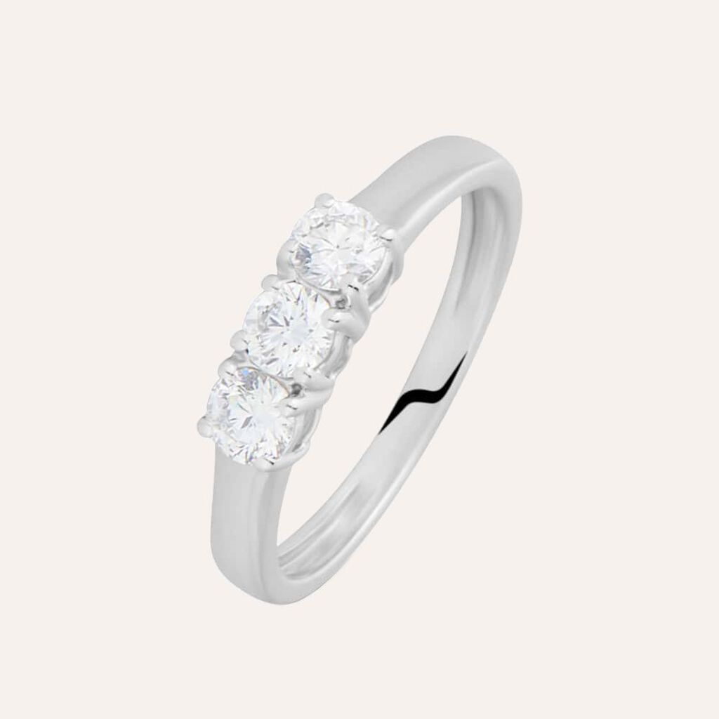 Anello Trilogy Diamade Oro Bianco Diamante Lab-Grown