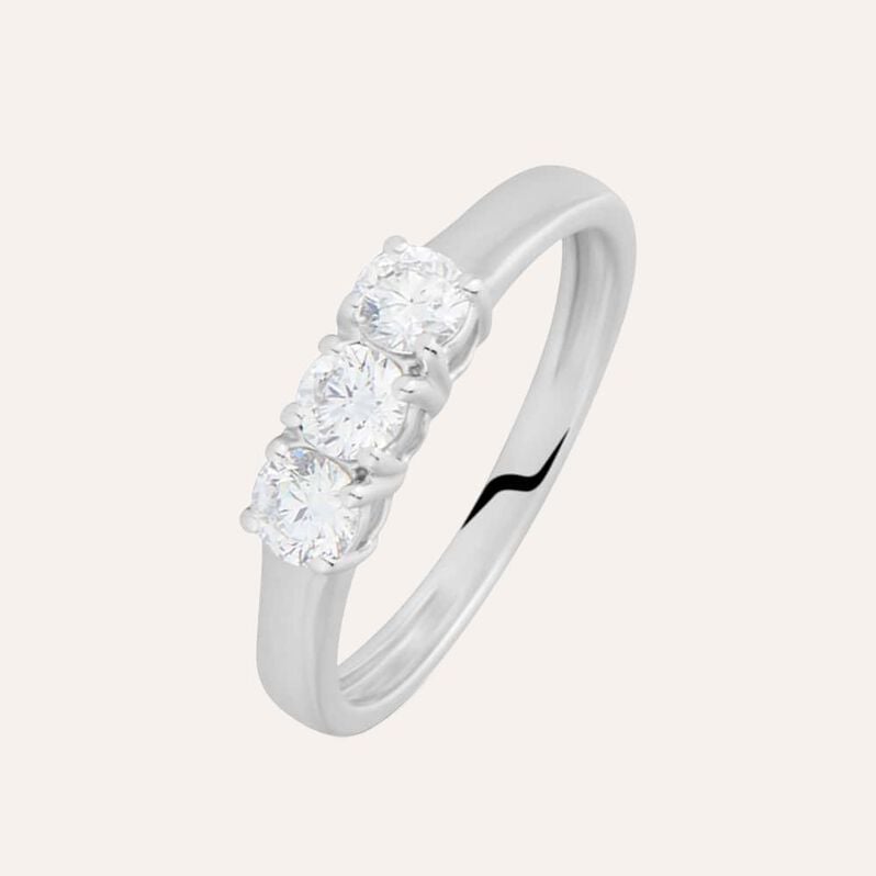 Anello Trilogy Diamade Oro Bianco Diamante Lab-Grown - Anelli con Pietre Donna | Stroili