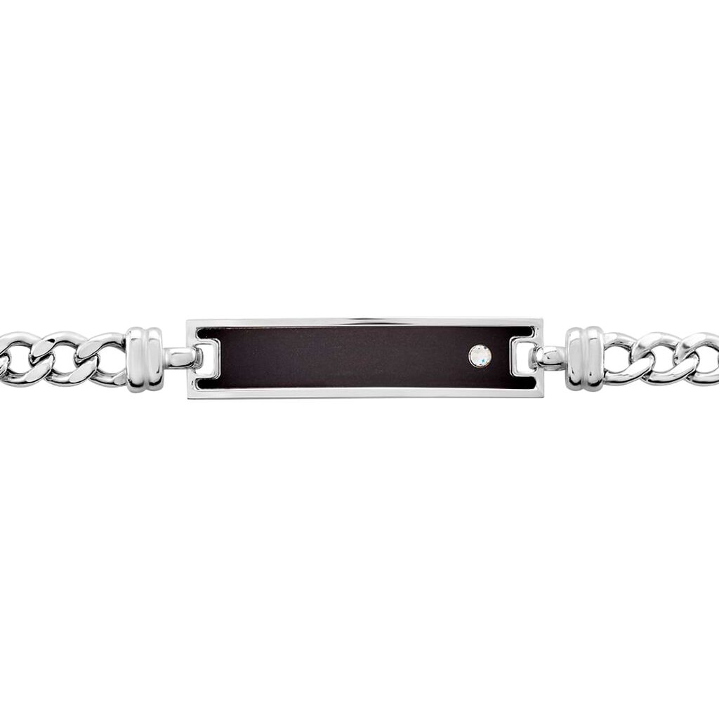 Bracciale Con Targhetta Gentleman Argento Rodiato Cubic Zirconia - Bracciali con Incisione Uomo | Stroili