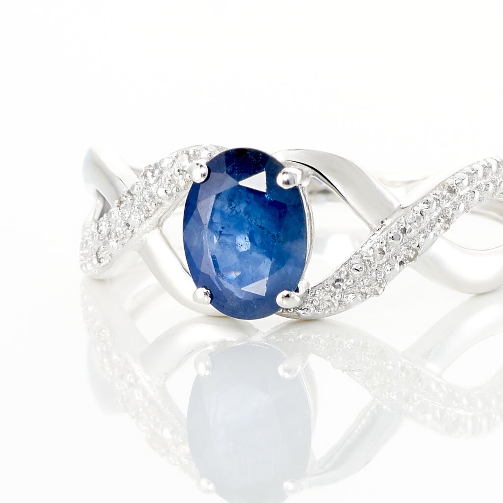 Anello Charlotte Oro Bianco Zaffiro Diamante