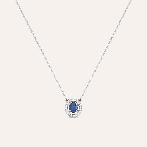 Collana Punto Luce Elizabeth Crown Oro Bianco Zaffiro Diamante - Collane Punto Luce Donna | Stroili