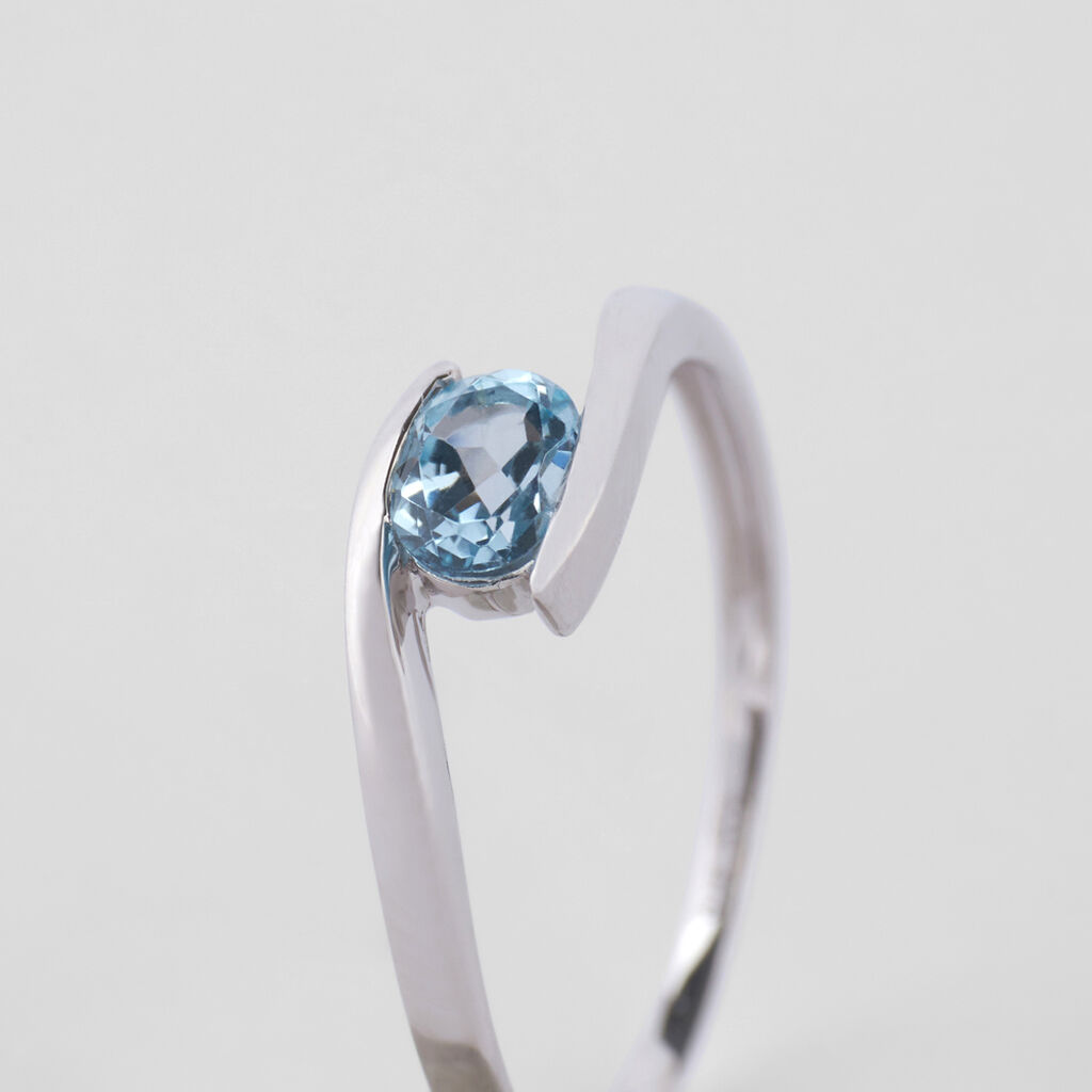 Anello Solitario Amélie Oro Bianco Topazio - Anelli con Pietre Donna | Stroili