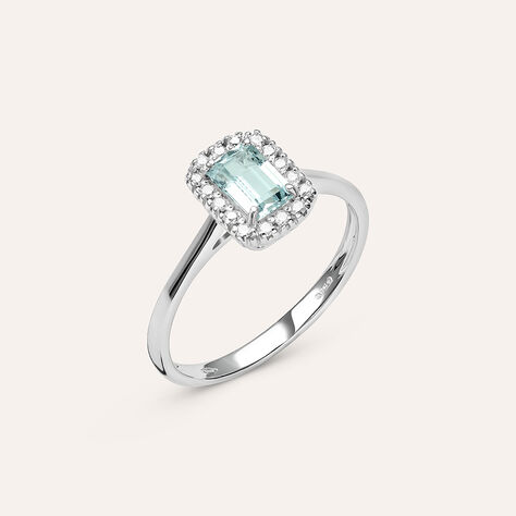 Anello Solitario Acquamarina Oro Bianco Acquamarina Diamante - Anelli con Pietre Donna | Stroili