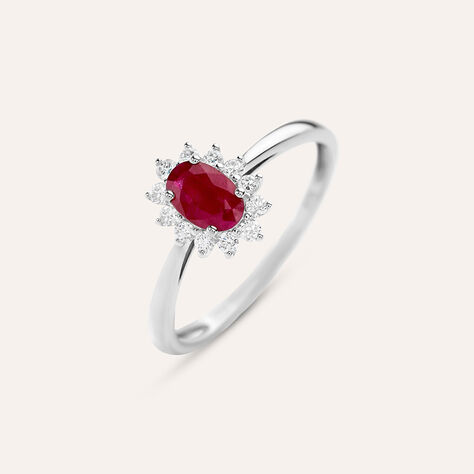 Anello Solitario Kate Charlotte Oro Bianco Rubino Diamante - Anelli con Pietre Donna | Stroili