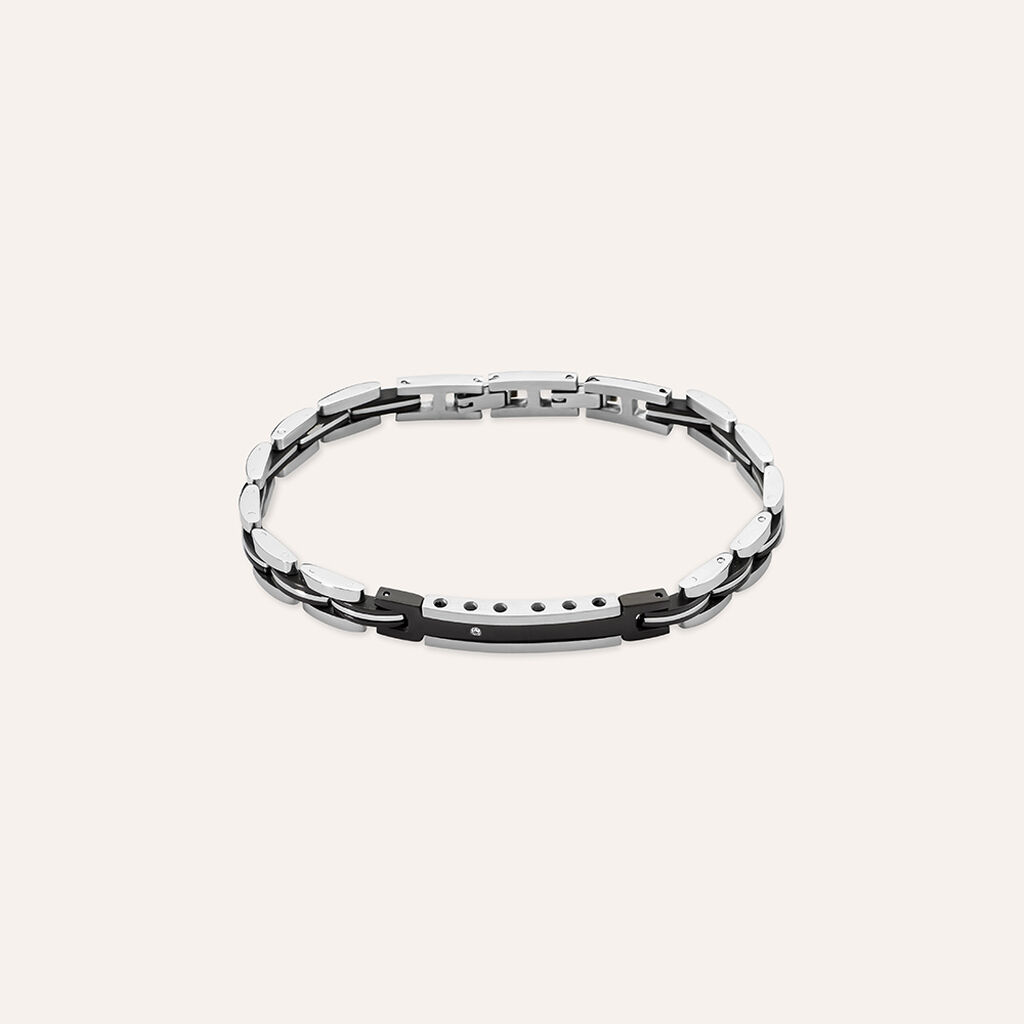 Bracciale Man Code Acciaio Bicolore Bianco / Nero Cubic Zirconia
