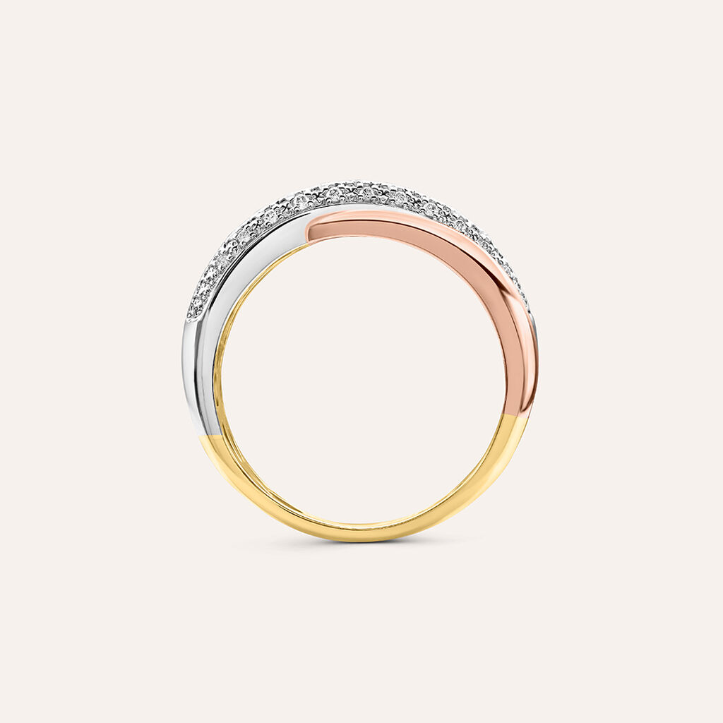 Anello Fascia Sophia Oro Tricolore Giallo / Bianco / Rosa Diamante - Anelli con Pietre Donna | Stroili